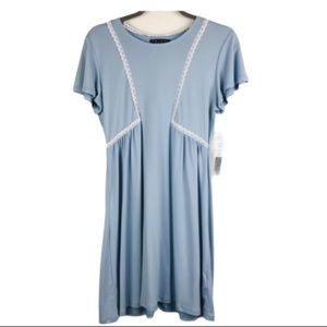 NWT Trixxi chambray dress with white lace trim